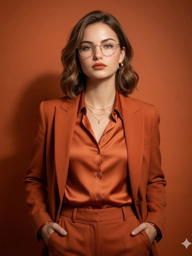 Burnt Orange Monochrome Power Suit Beauty Portrait (Variation 4)