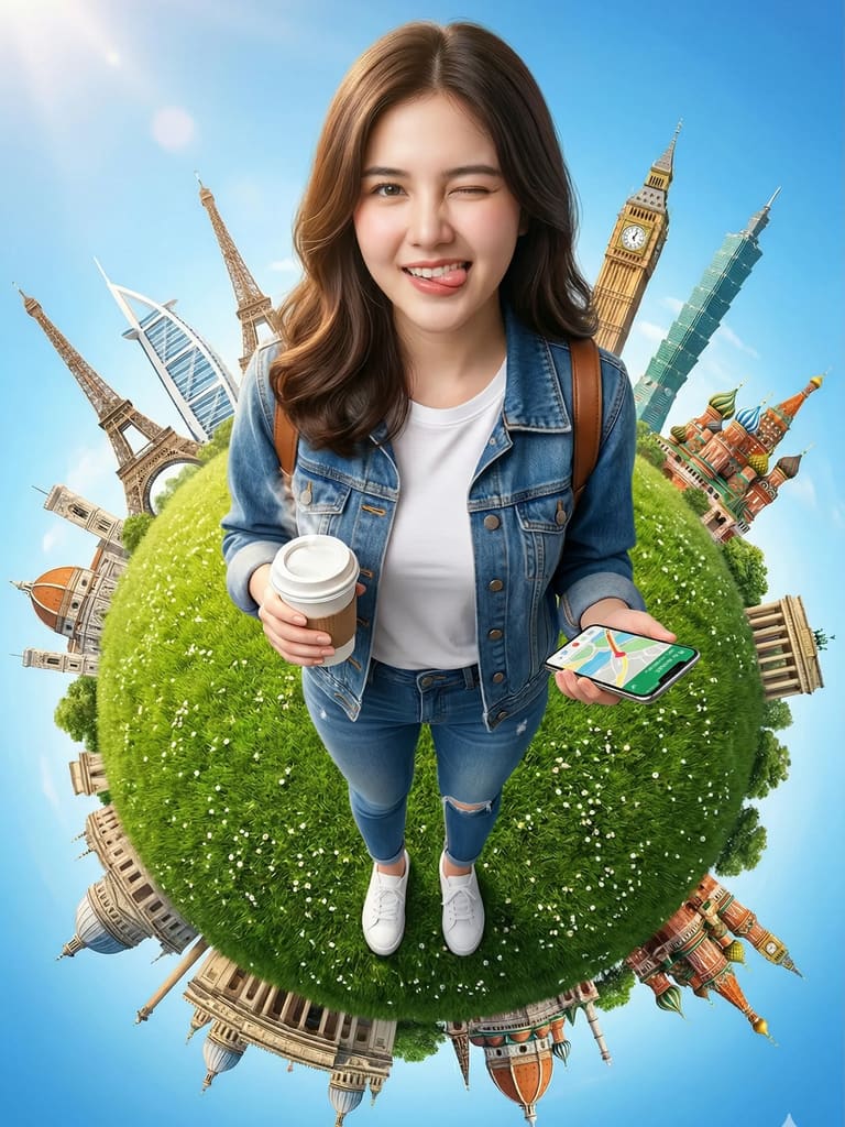 Global Wanderlust Adventure Portrait (Variation 2)