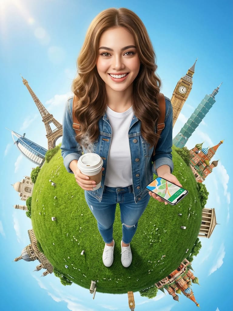Global Wanderlust Adventure Portrait (Variation 3)