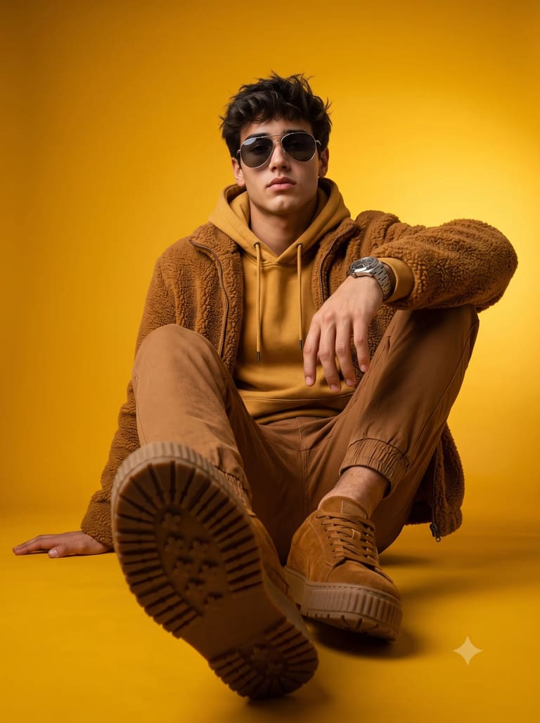 Monochrome Yellow Studio Fashion Portrait