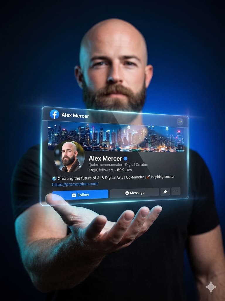 Facebook Page Hologram Boy Girl Photo AI Prompt