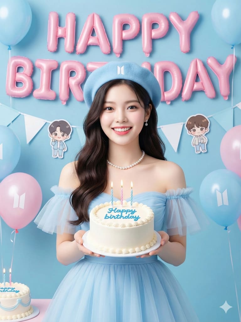 Pastel Blue Birthday Celebration AI Image Prompt Result