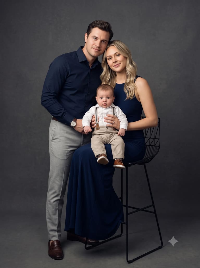 Classic Family Portrait in Navy