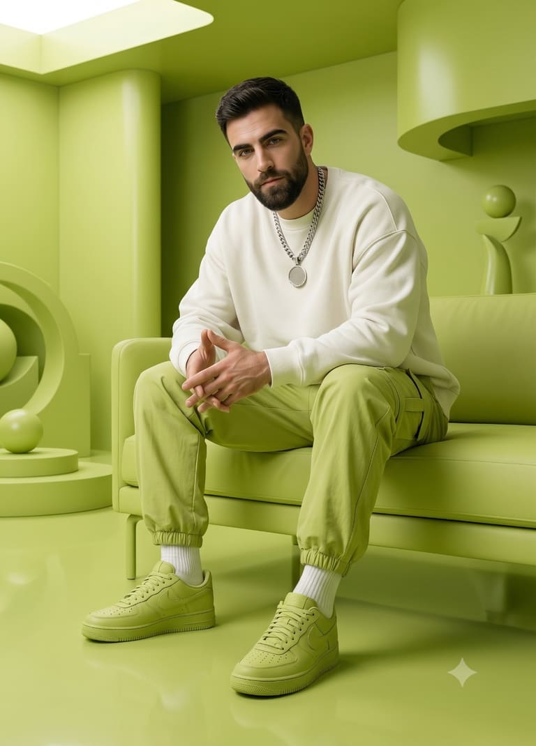 Surreal Green Studio Portrait of Man