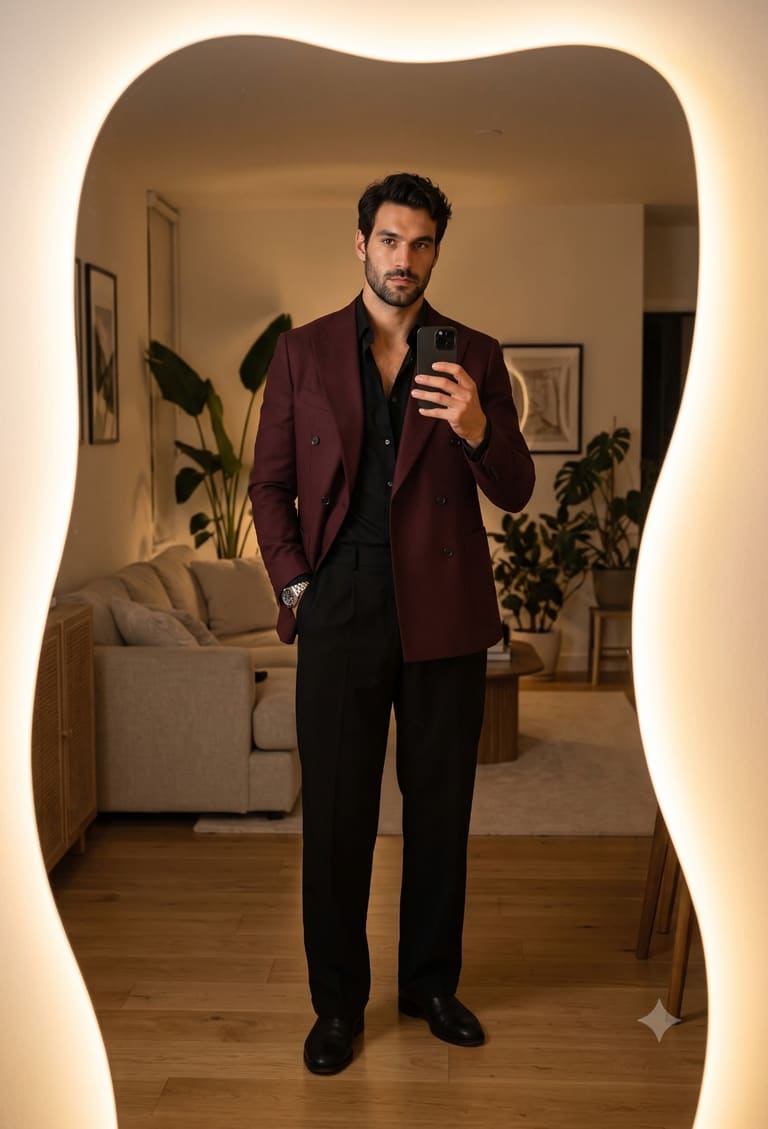 Modern Men's Fashion Mirror Selfie Portrait