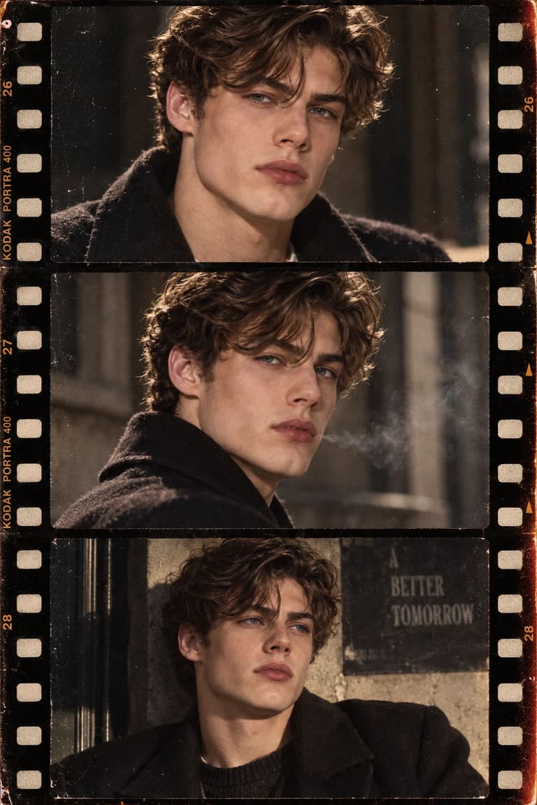 Cinematic 3-Frame Film Strip Portrait