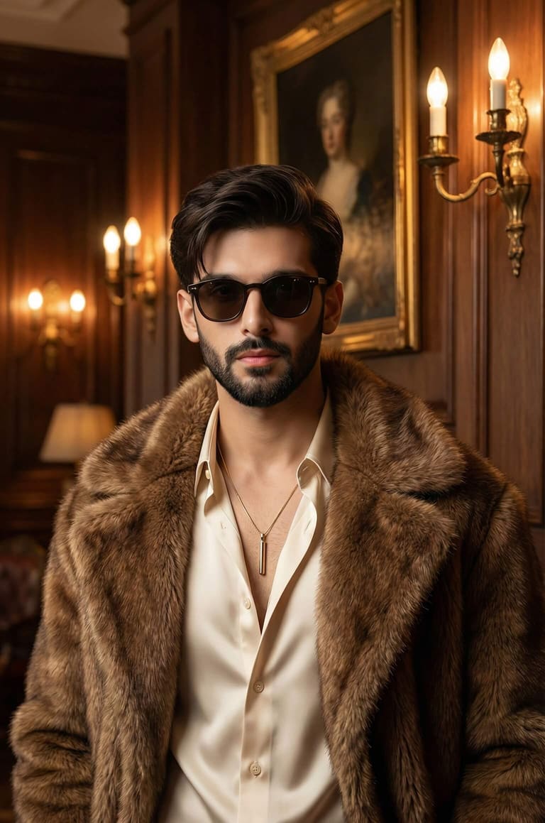 Man in luxurious fur AI Image Prompt Result