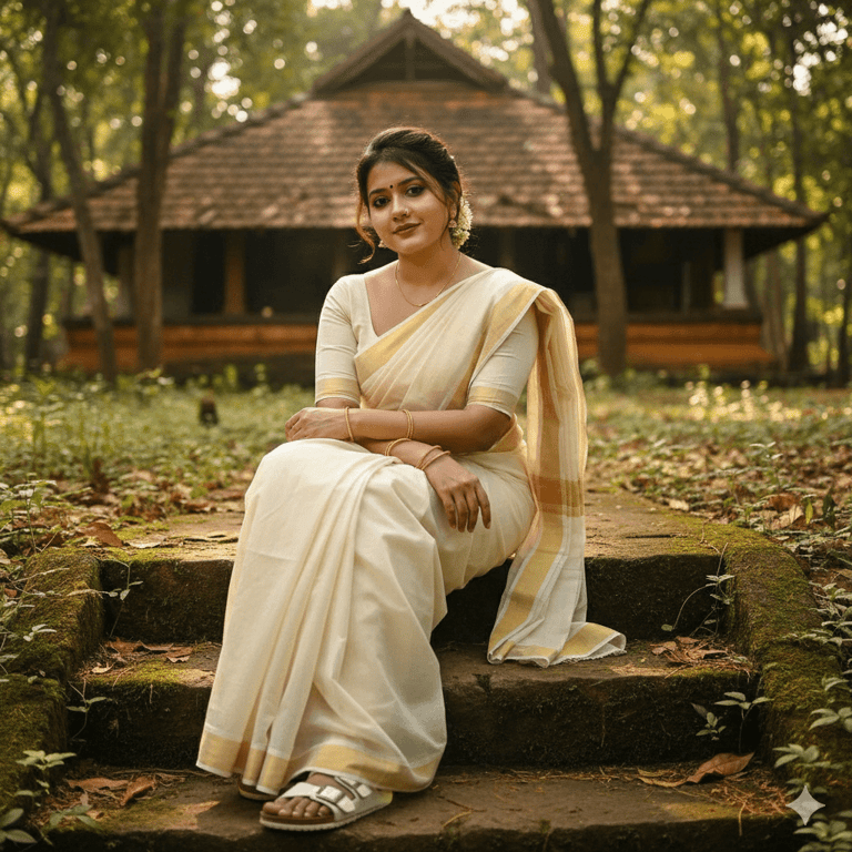 Traditional kerala-style saree