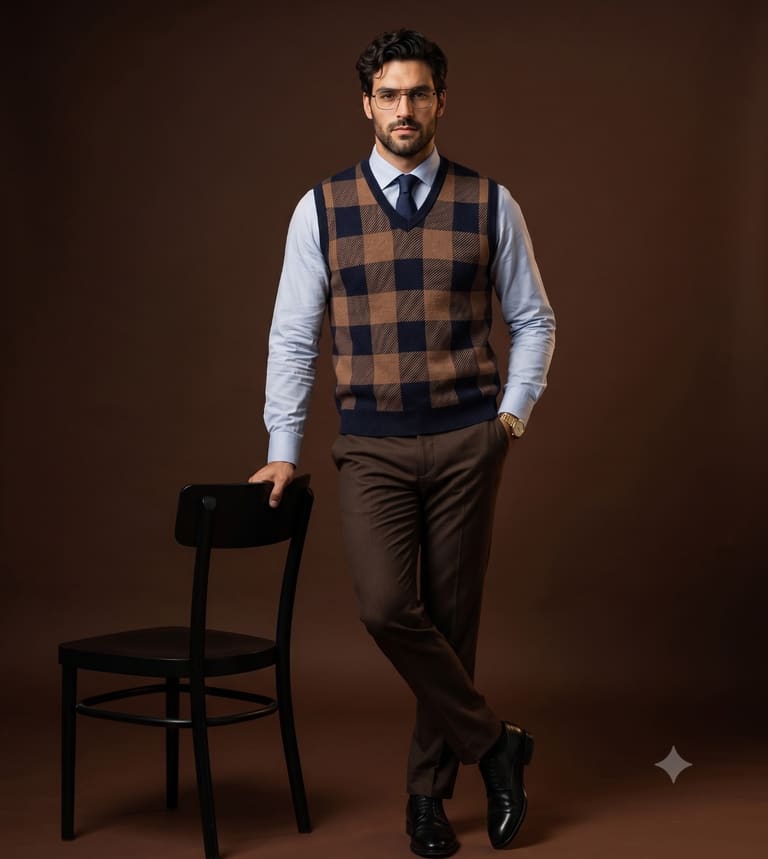Elegant Studio Portrait with Wooden Chair