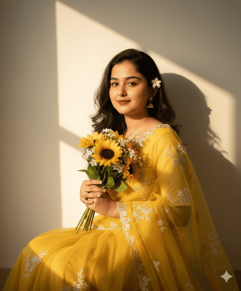 Yellow Saree with sunflowers