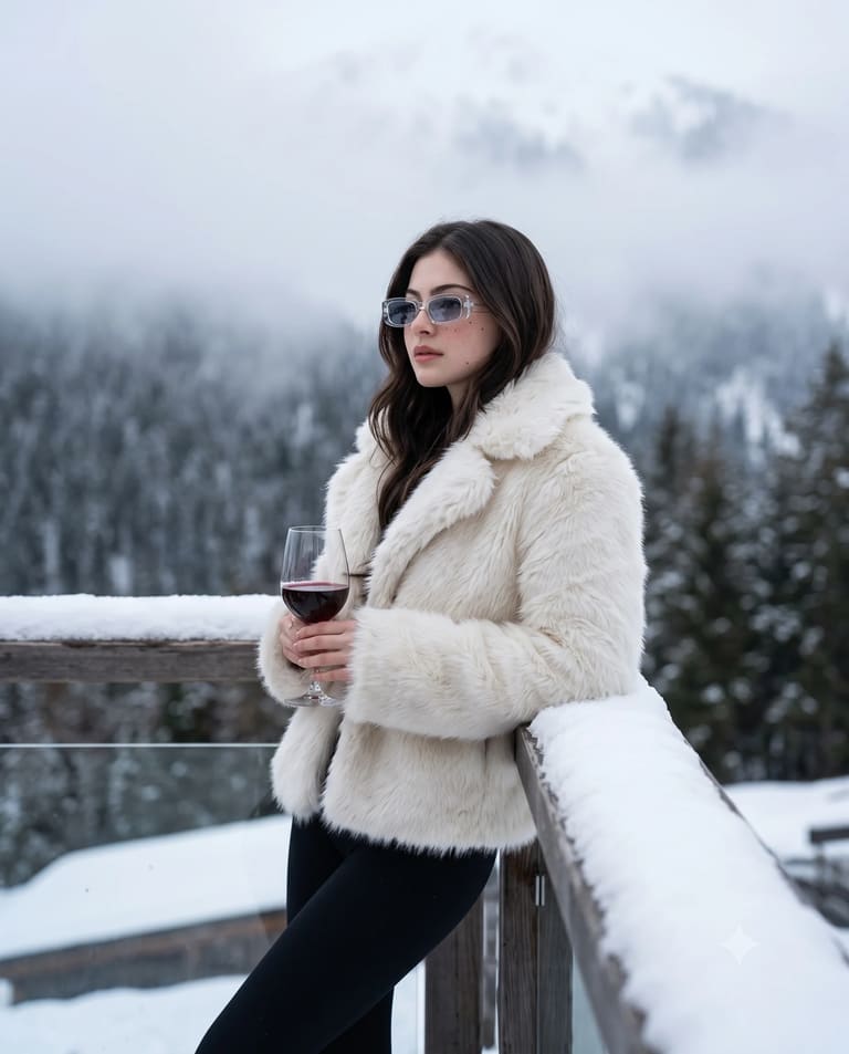 Woman Enjoys Snowy View