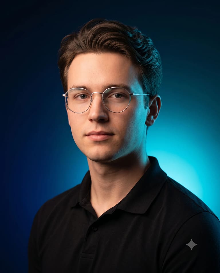Studio Portrait with Cyan Glow