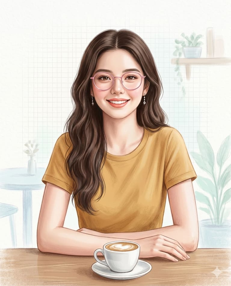 Soft Pastel Cafe Portrait