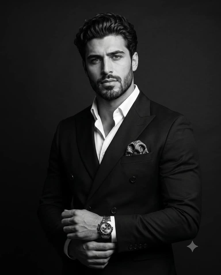 Classic Monochrome Portrait of Elegant Gentleman