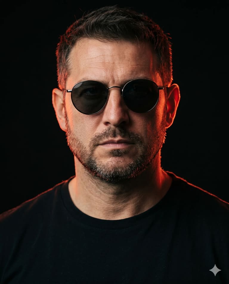 Man in Red Rim Light