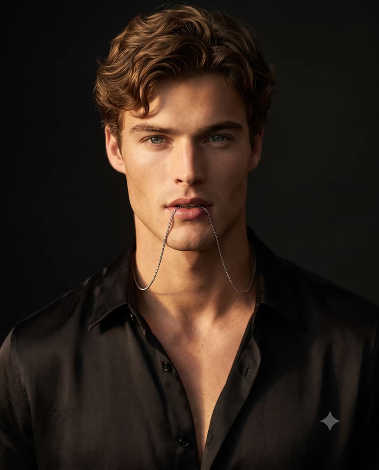 Male Model with Chain Necklace Photo