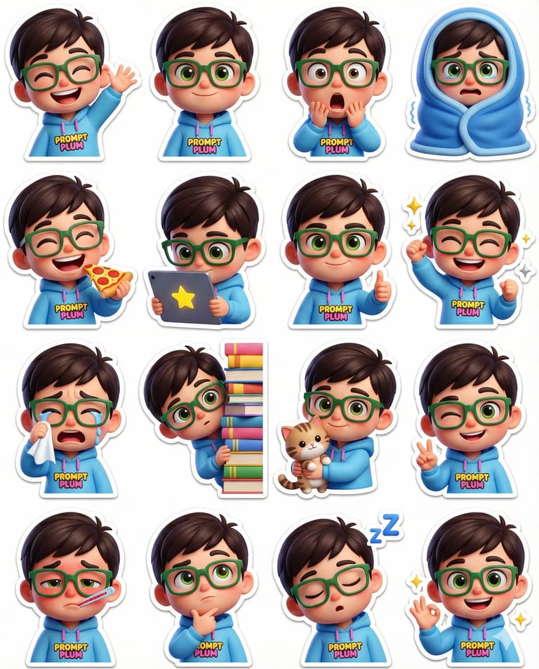 3D Boy Sticker Pack