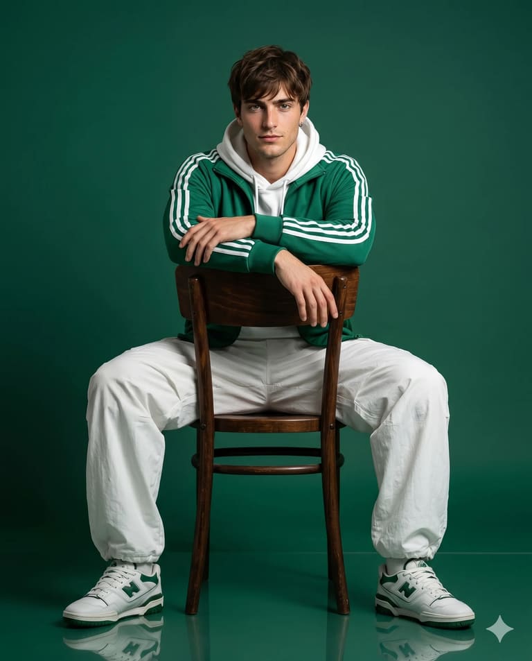 Retro Green Tracksuit Portrait