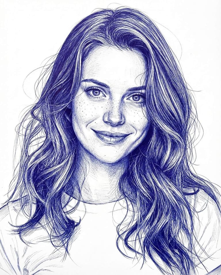Blue Ballpoint Portrait