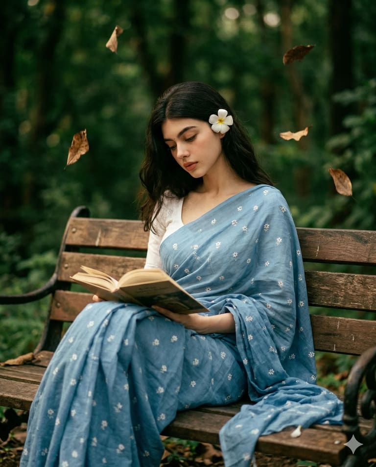 Bookish breeze in blue AI Image Prompt Result
