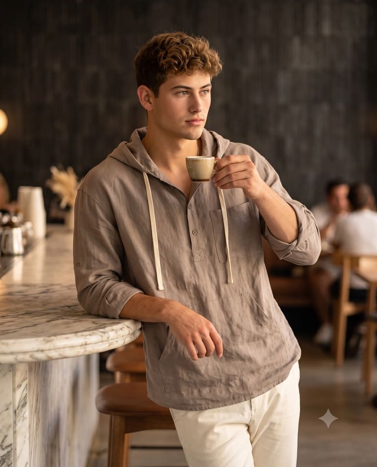 Young Man Cafe Lifestyle Coffee Portrait
