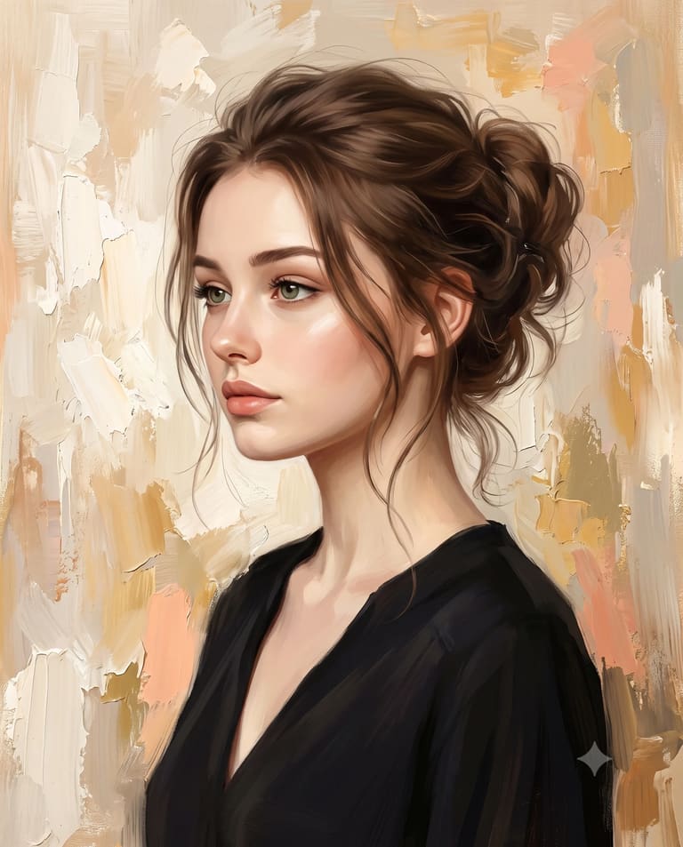 Textured Impasto Portrait of a Woman