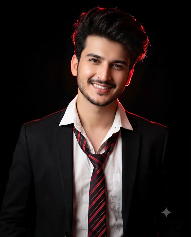 Man with Loosened Tie in Dramatic Red Lighting