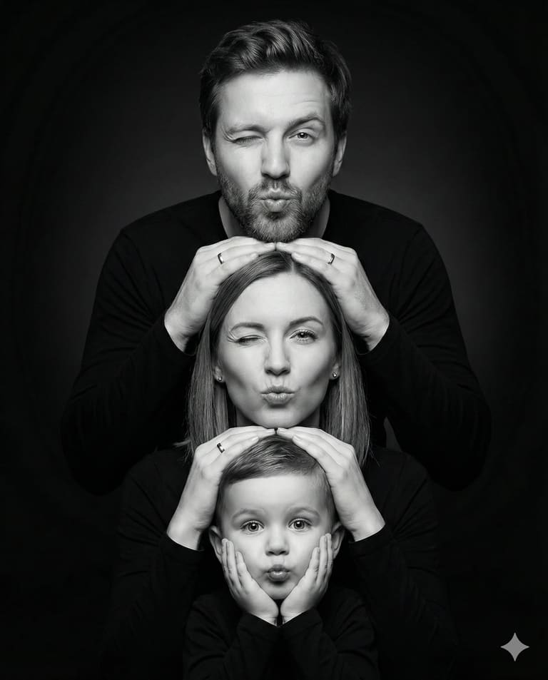 Dramatic Black and White Family Photo Prompt