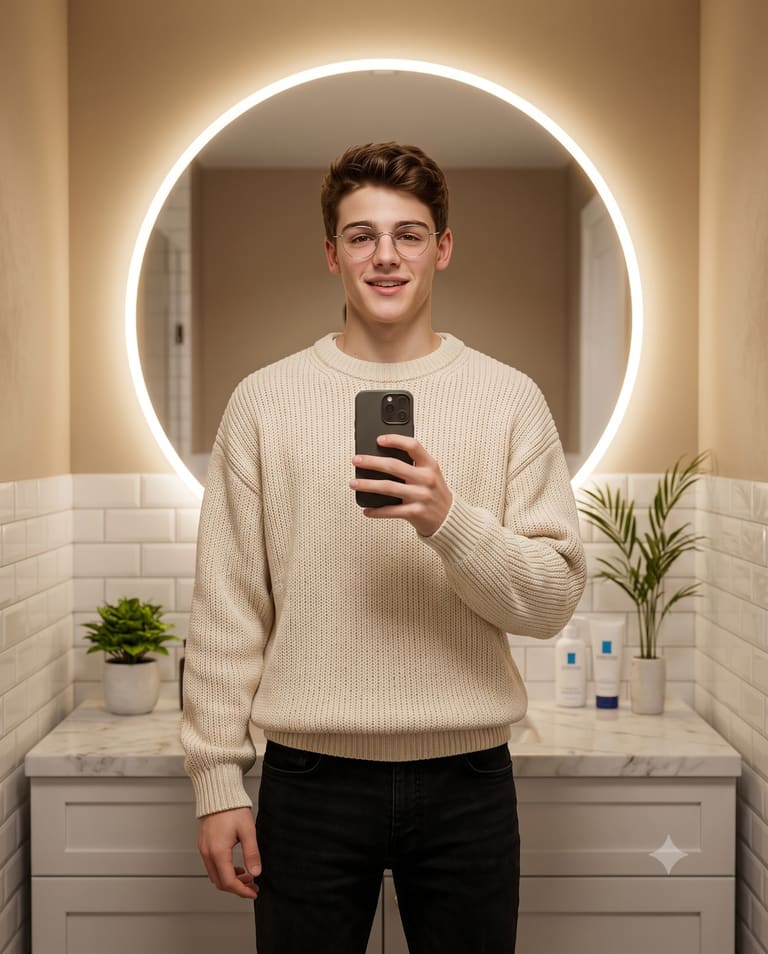 Modern Bathroom Mirror Selfie