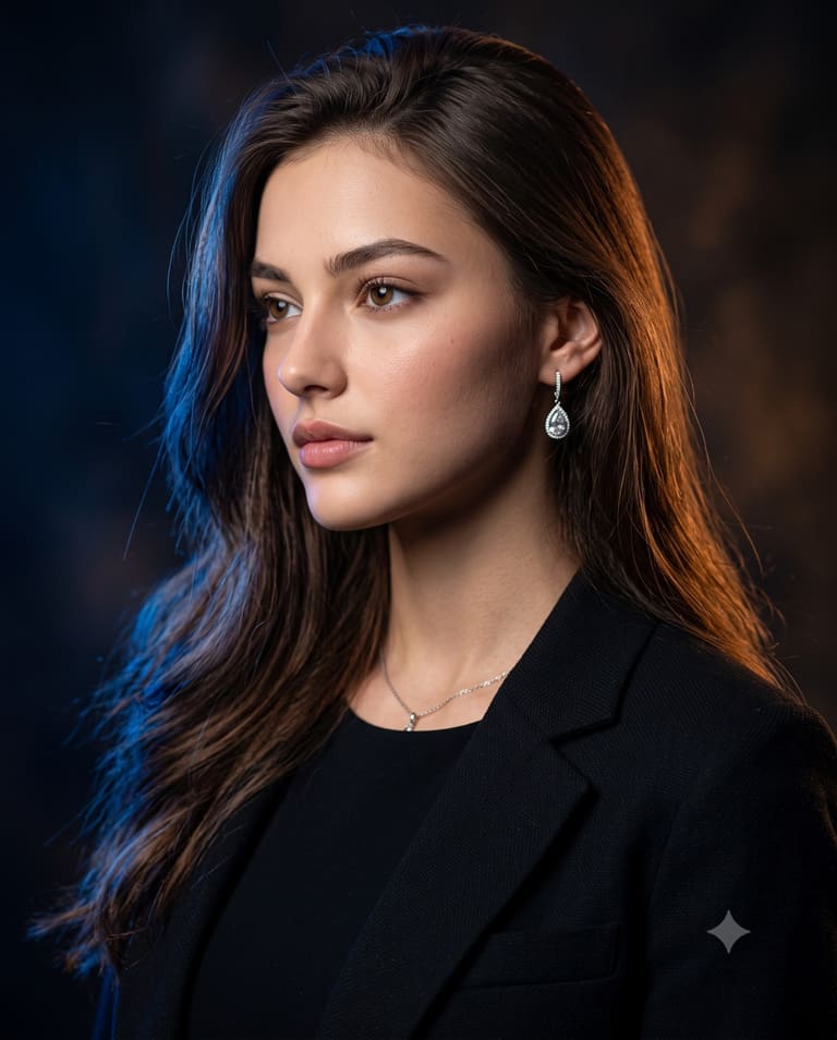Cinematic Dual-Tone Lighting Female Portrait