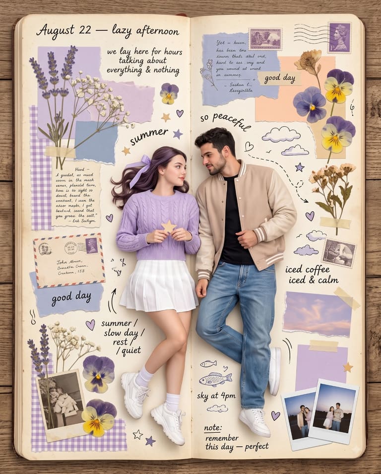 Couple on a Vintage Scrapbook Journal Page