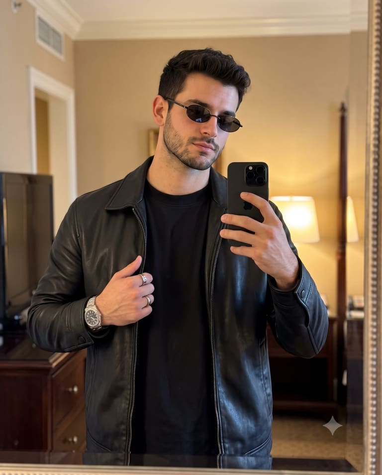Casual Bad Boy Look Mirror Selfie