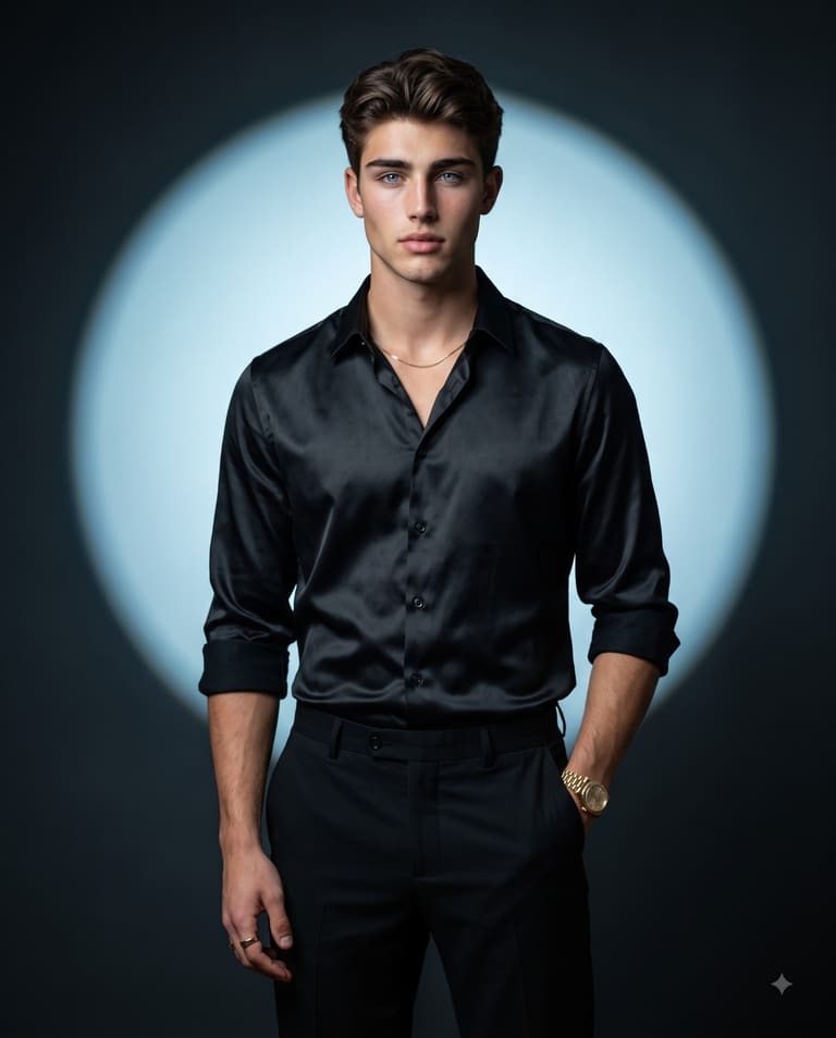 Fashion Portrait of Man in Black Attire