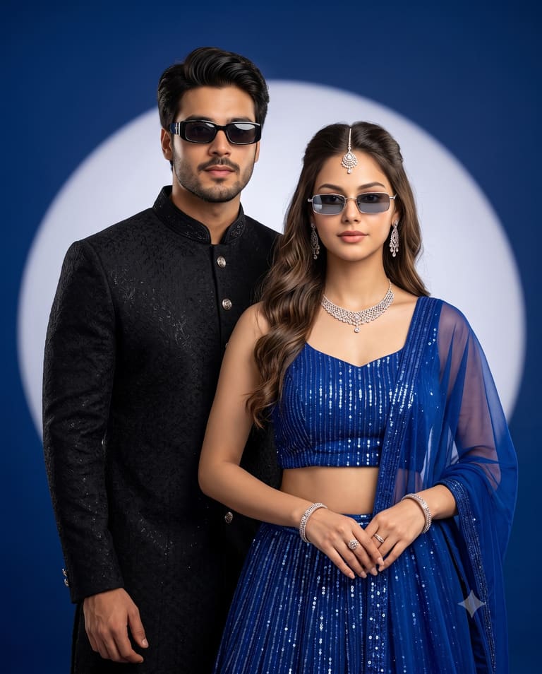 Couple in Modern Indian Desi Swag
