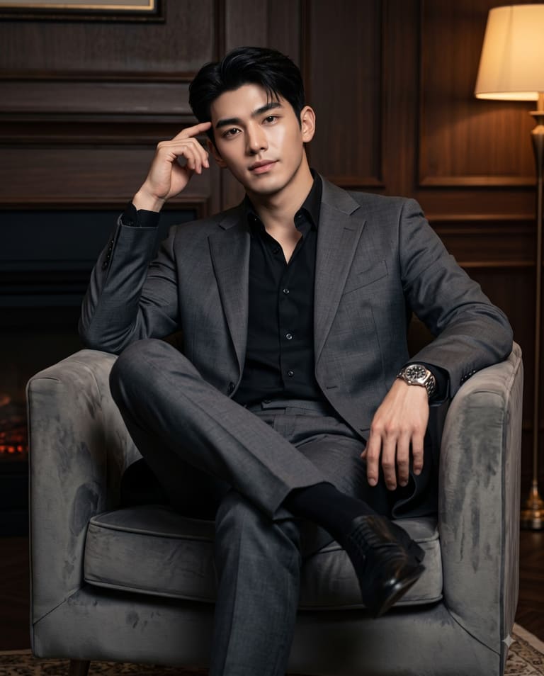 Professional Boss in Dark Wood Room