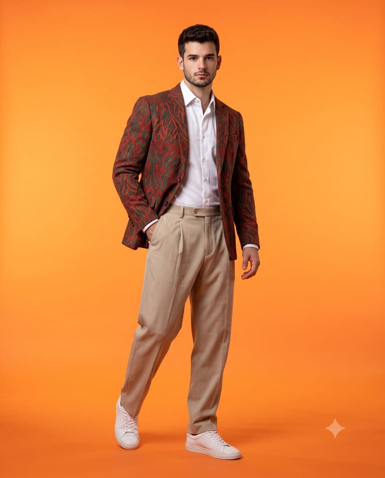 Modern Menswear on Vibrant Orange