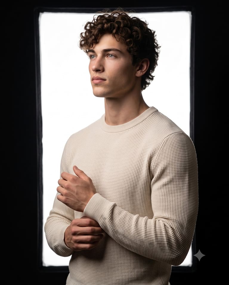 The Cream Waffle Knit Portrait