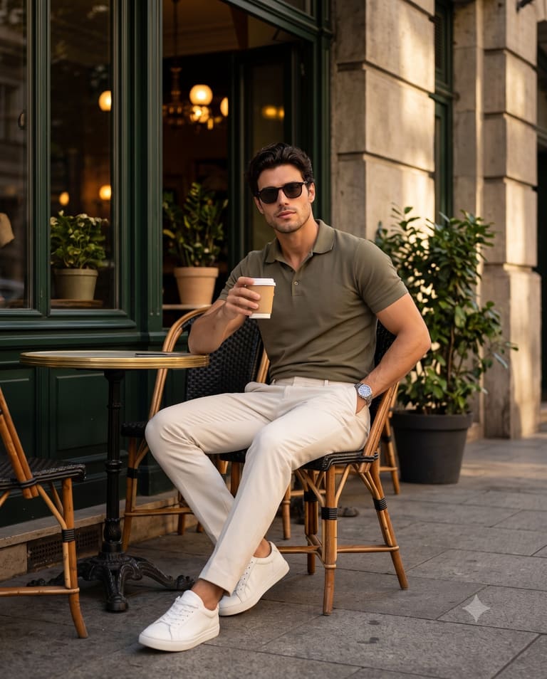 European Street Cafe Men's Fashion Look