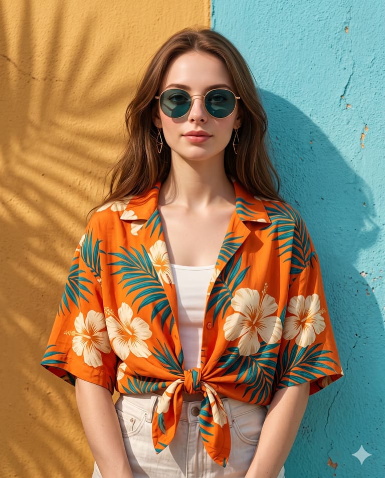 Girl in Tropical Shirt Summer Portrait