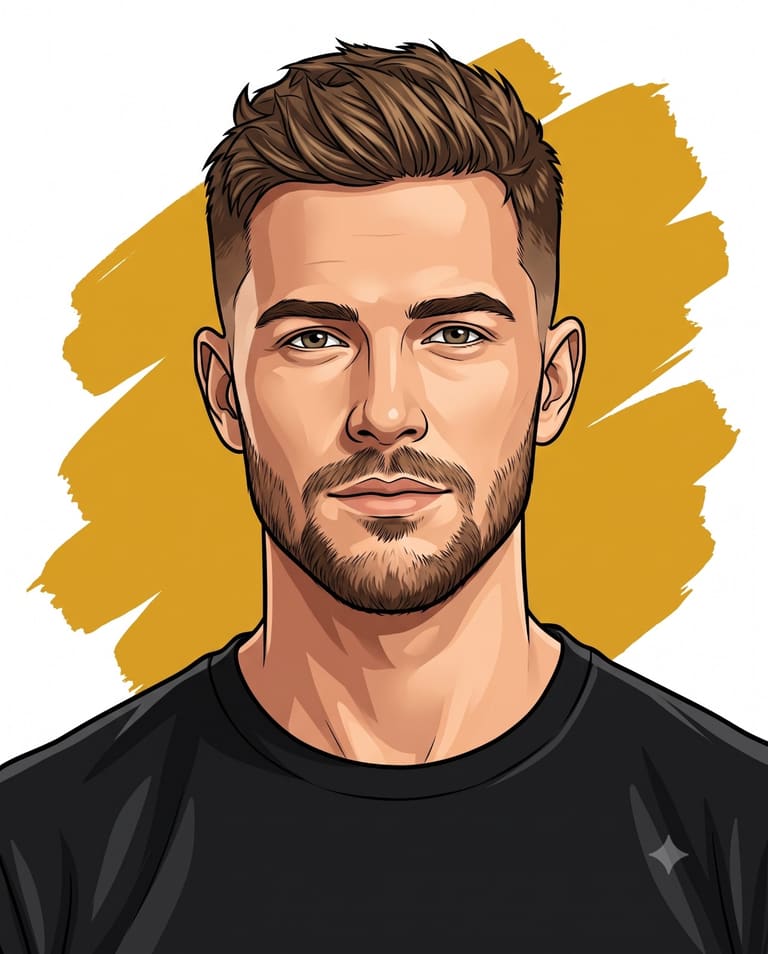 Modern Man Flat Vector Art Portrait