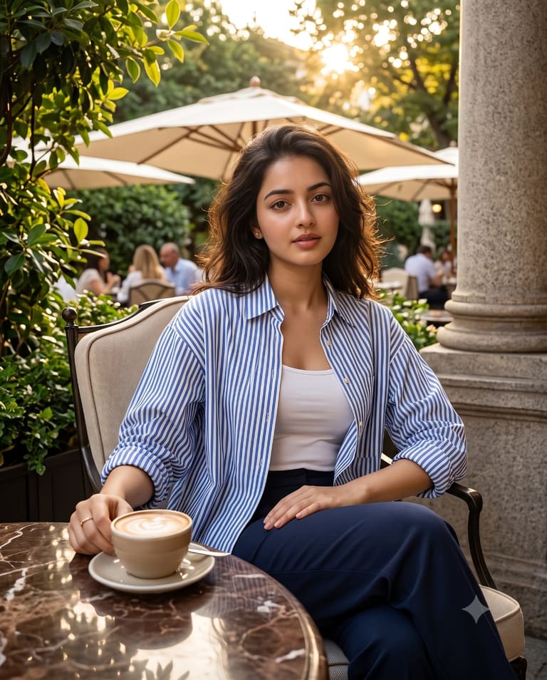 Casual Lifestyle Portrait of a Girl at a Cafe