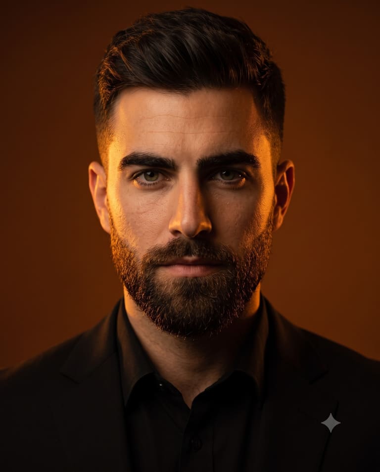 Cinematic Amber Studio Portrait