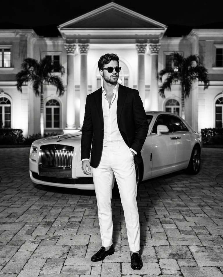 Monochrome Portrait of Wealth and Success