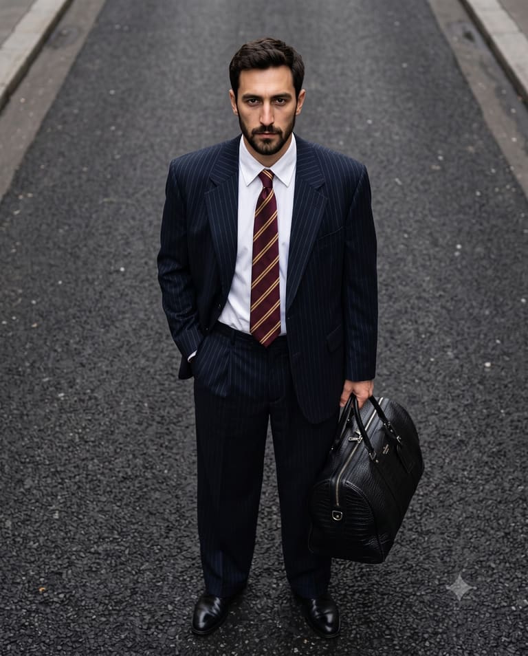 High-Angle Portrait of a Businessman on Asphalt