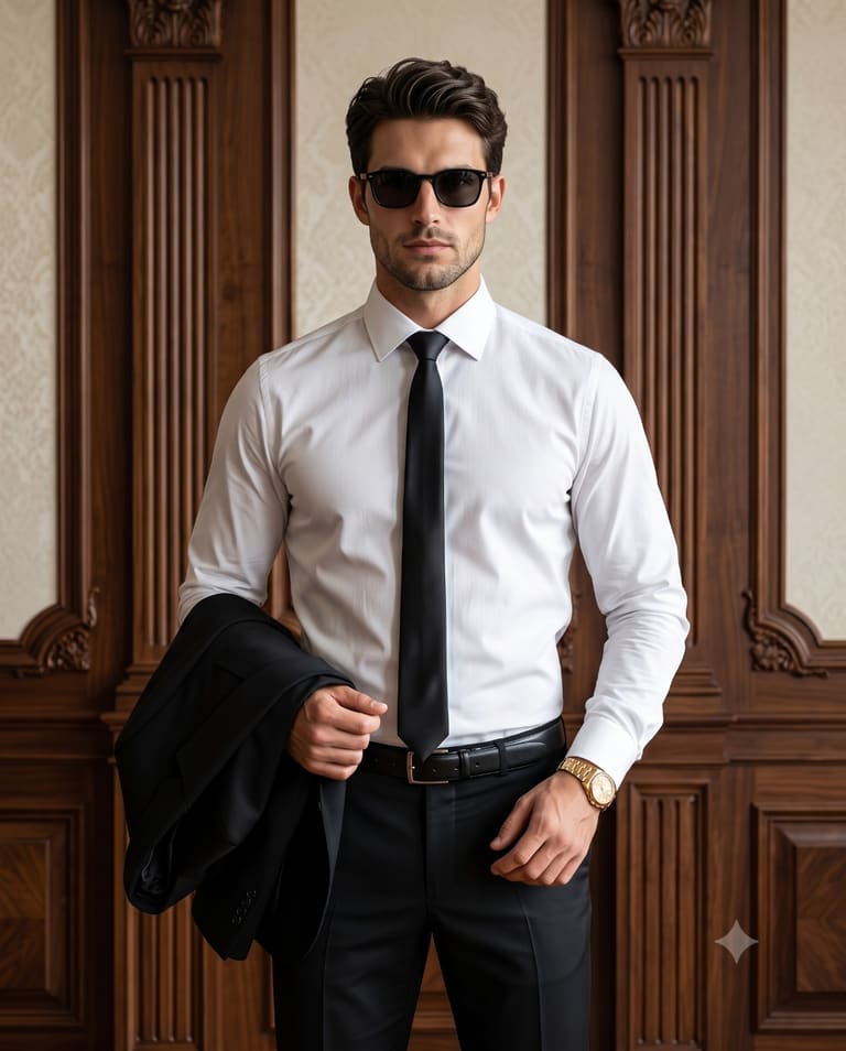 Man in White Shirt and Tie