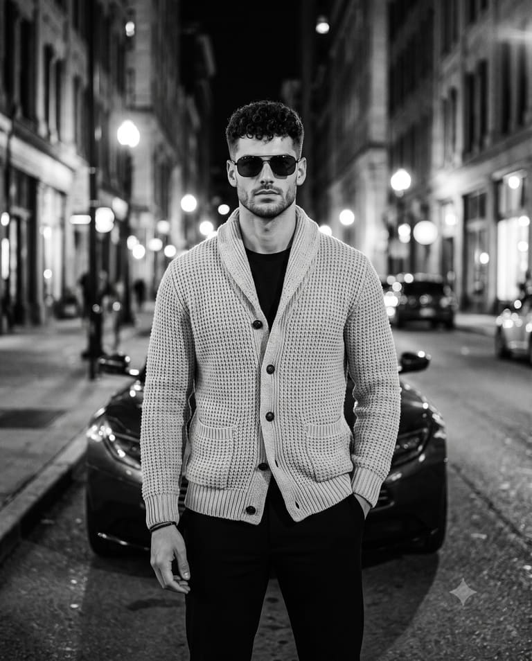 Nighttime City Portrait with Car