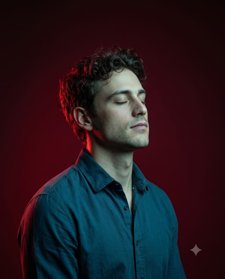 Calm Man Dramatic Lighting Portrait