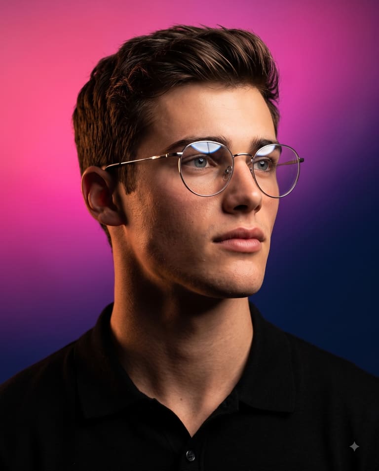 Editorial Style Male Portrait with Glasses