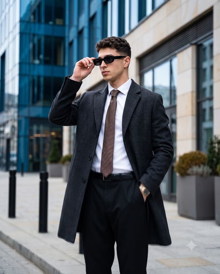 Sunglasses and Tie Street Fashion Look