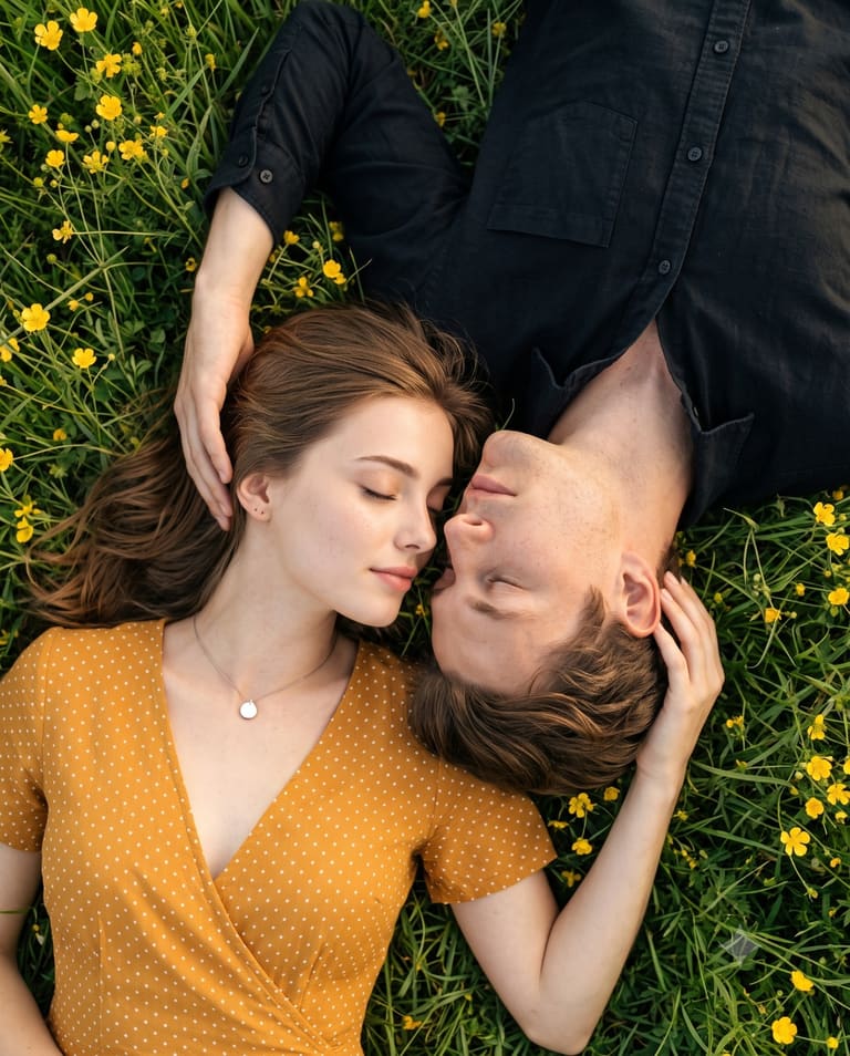 Overhead View of Lovers in the Grass